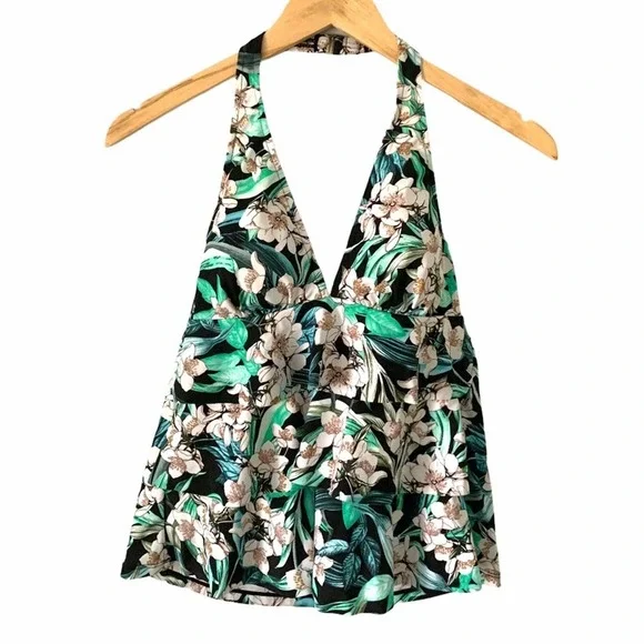 Swim Solutions Bouquet Tiered Halter size 10 - Picture 2 of 6